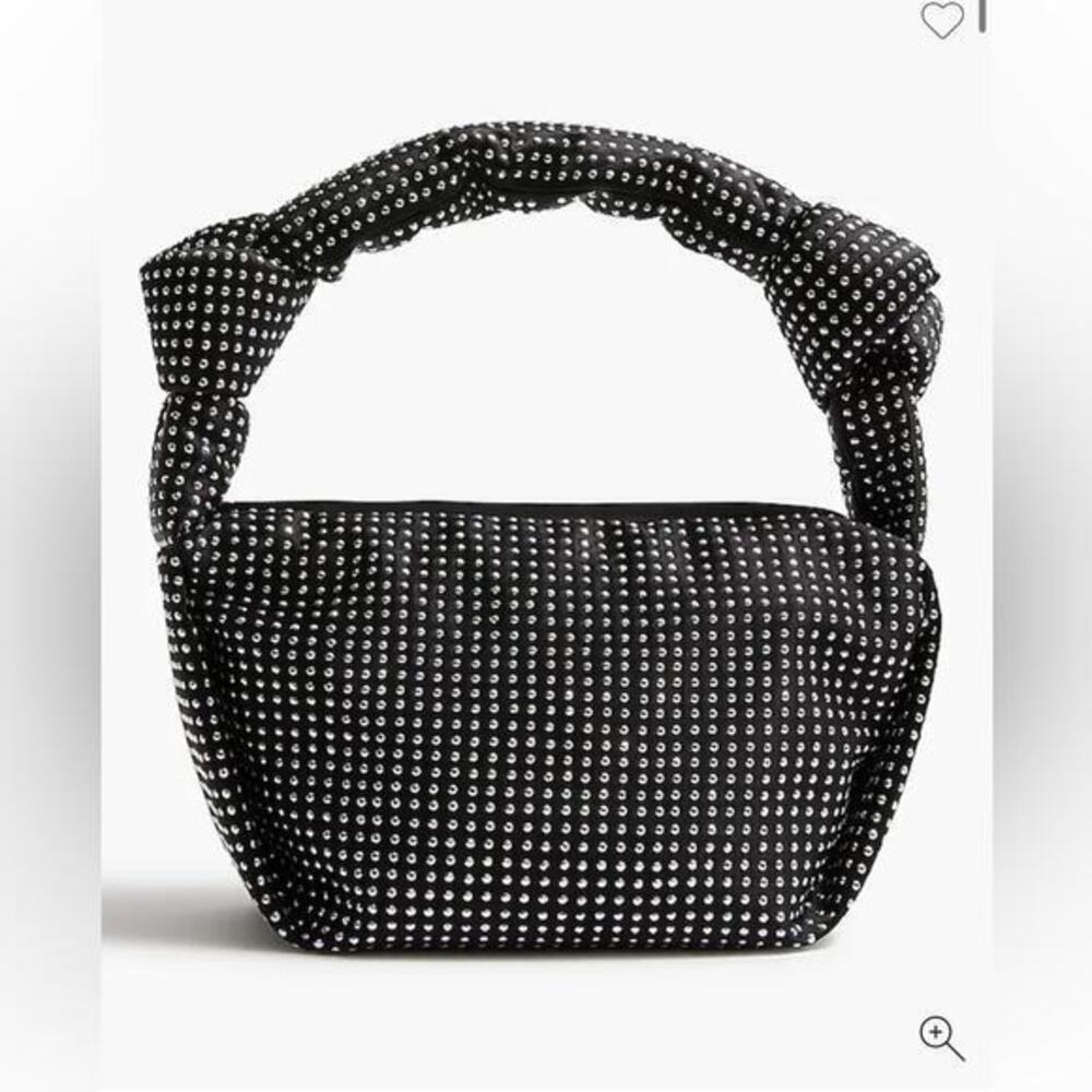 J. Crew Studded Double Knot‎ Handbag Black and Silver Cocktail Party Glam Punk